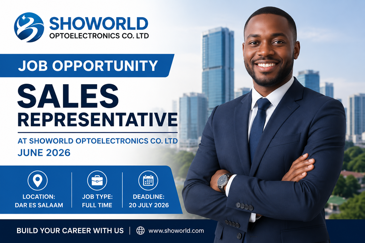 Sales Representative at Showorld Optoelectronics Co. Ltd job opportunity in Dar es Salaam June 2026